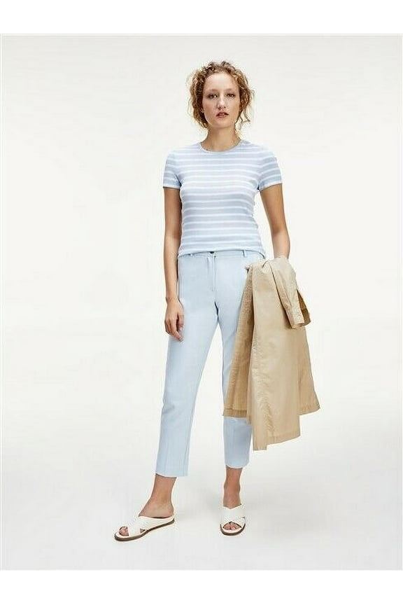 Ribbed Short-Sleeve T-shirt - Blue/White - M