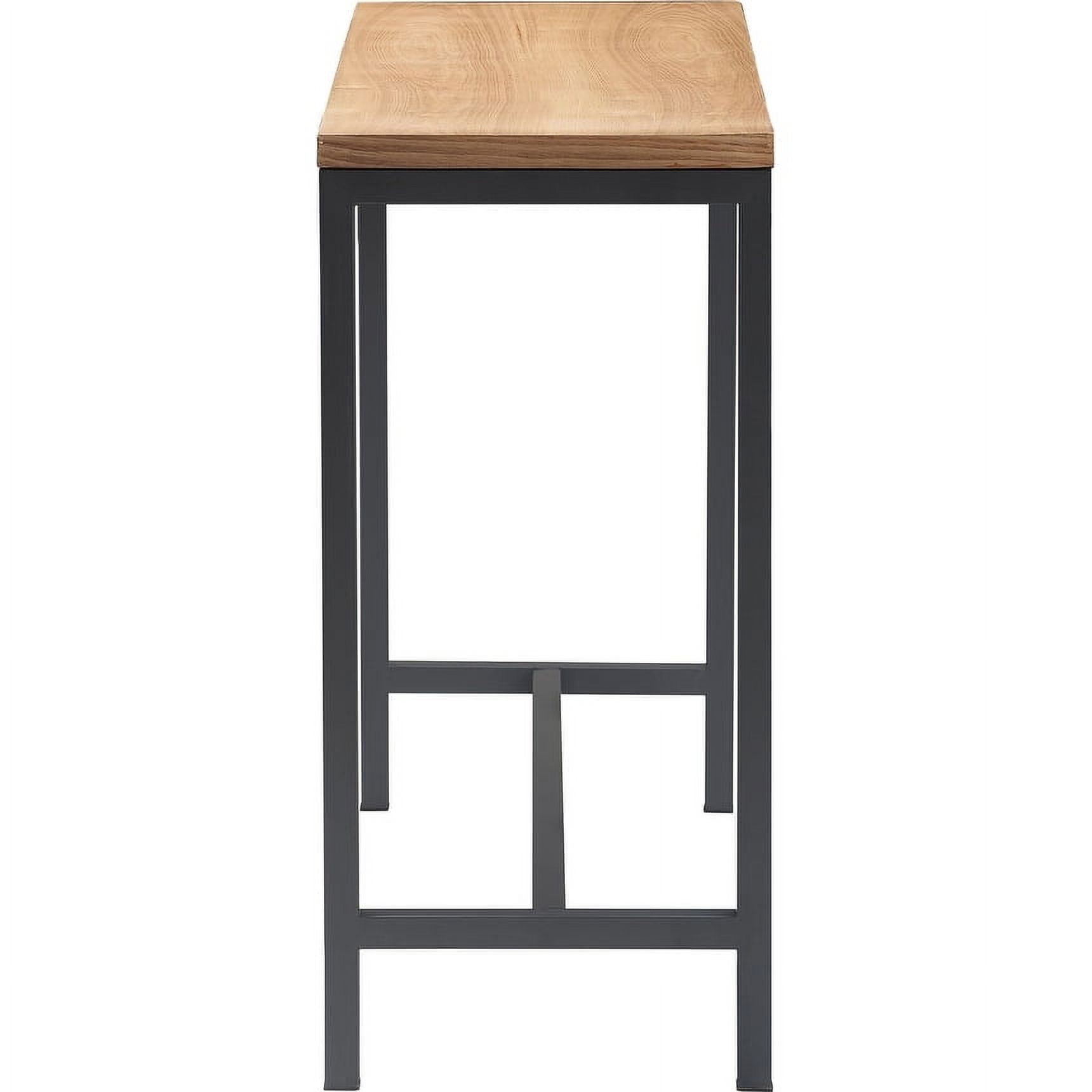 Light Oak and Black Metal Console Table with Storage