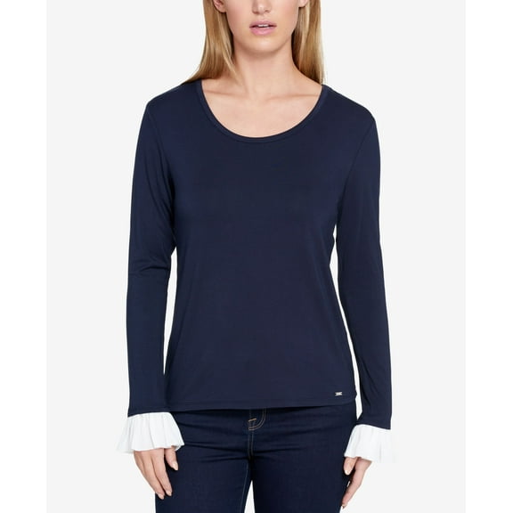 Tommy Hilfiger Ruffled Sleeve Top Midnight S