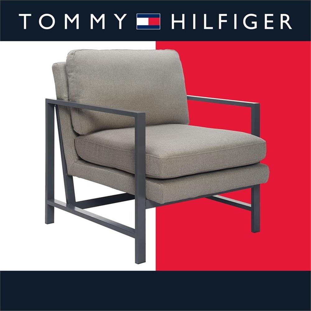 Russell Bronze Metal Frame Accent Chair in Grey