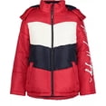 thumbnail image 1 of Tommy Hilfiger SCARLET SAGE Big Boys Chevron Colorblock Puffer Jacket S 8, 1 of 3