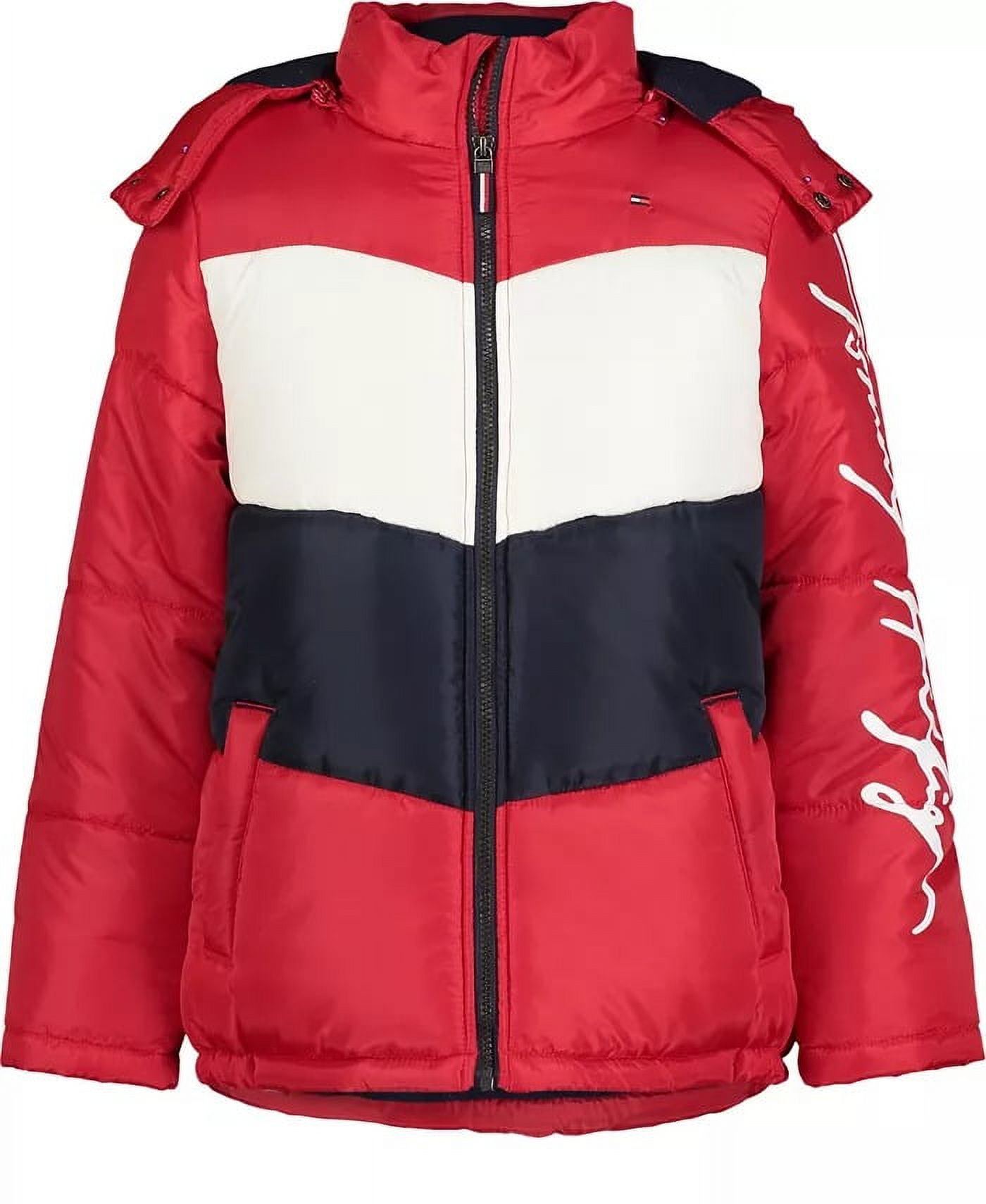 Chevron shop colour block down jacket