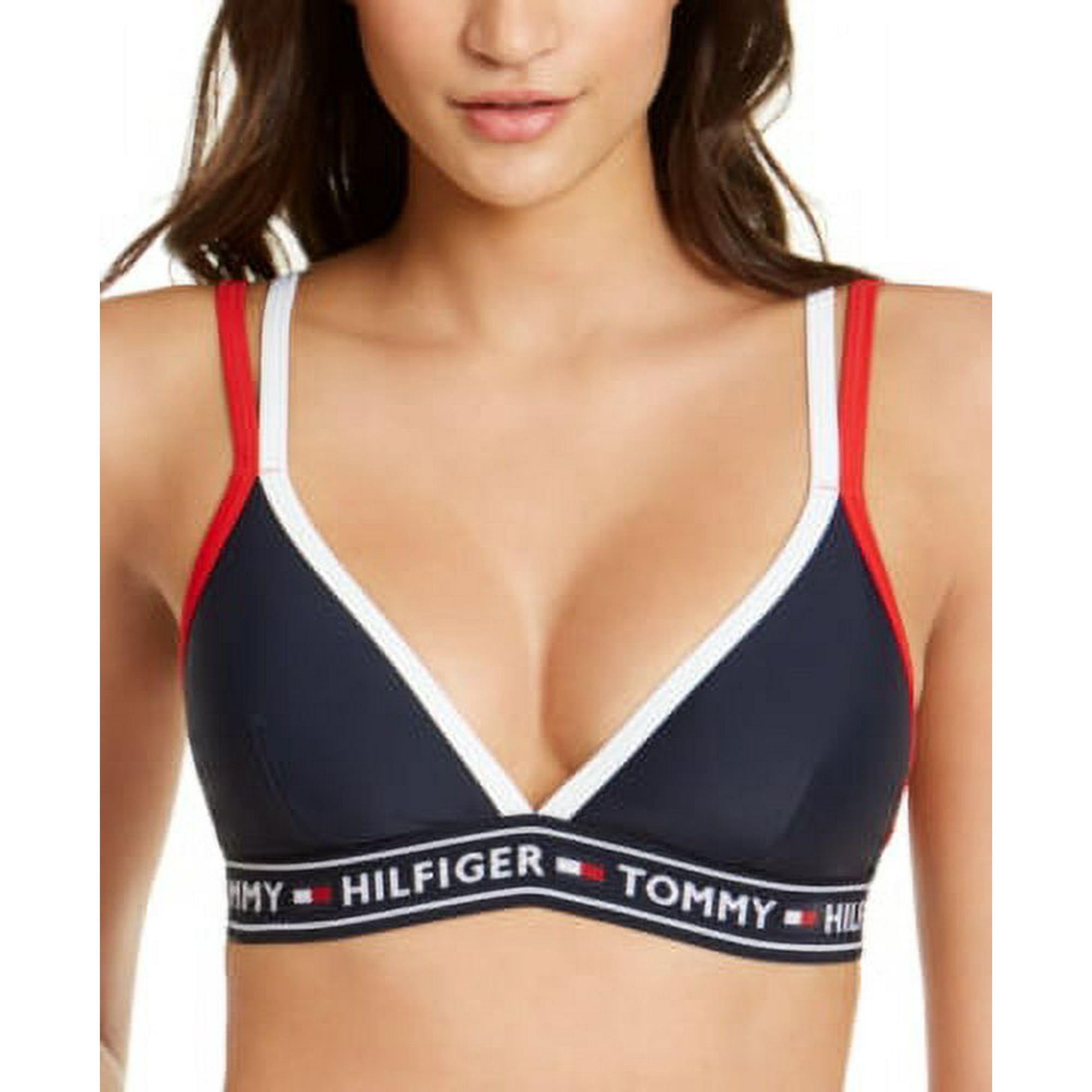Tommy Hilfiger SKY CAPTAIN Logo Double Strap Bikini Swim Top, US X-Large -