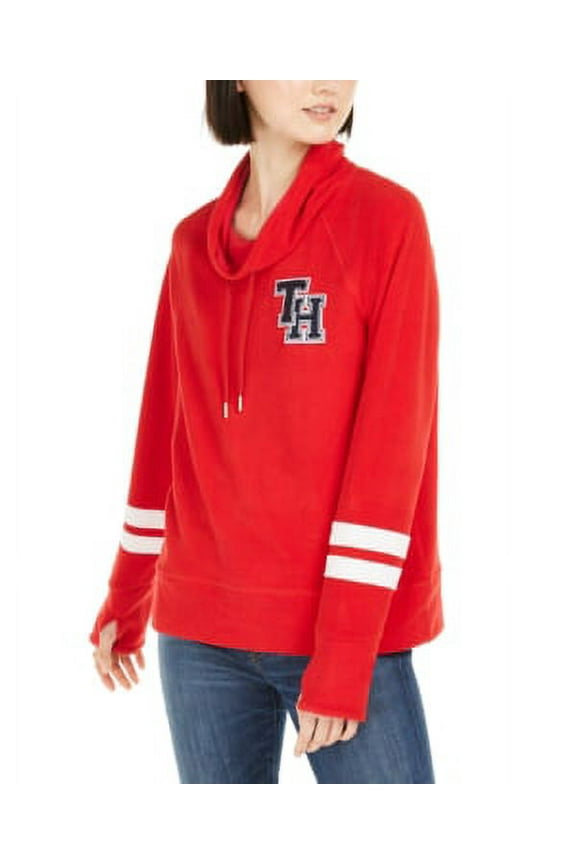 Sport Funnel-Neck Womens Active Sweaters Size XL, Color: Red