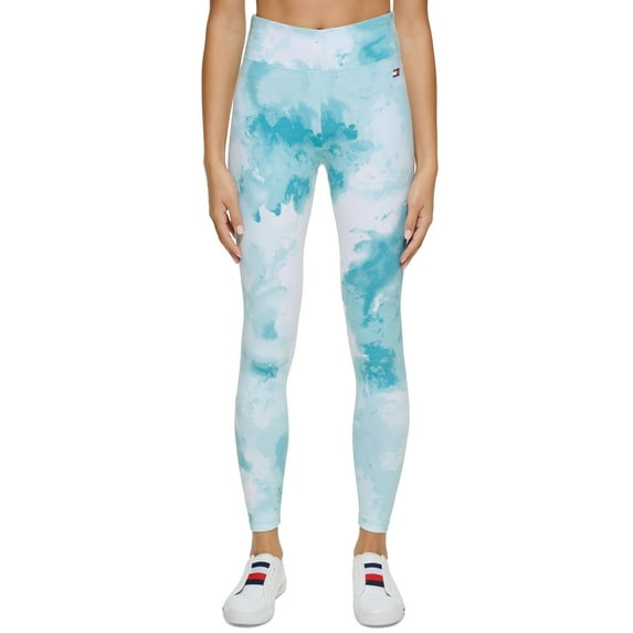 Tommy Hilfiger Sport Watercolor Full Length Leggings Turquoise Tonic S