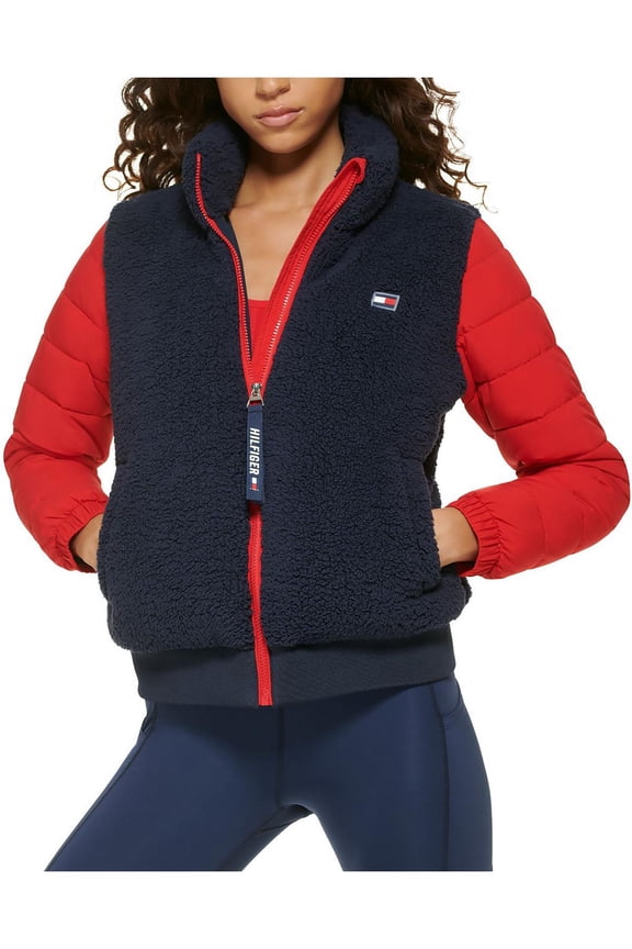 Women's Active Full-Zip Cropped Jacket Vest Navy/Rich Red XS