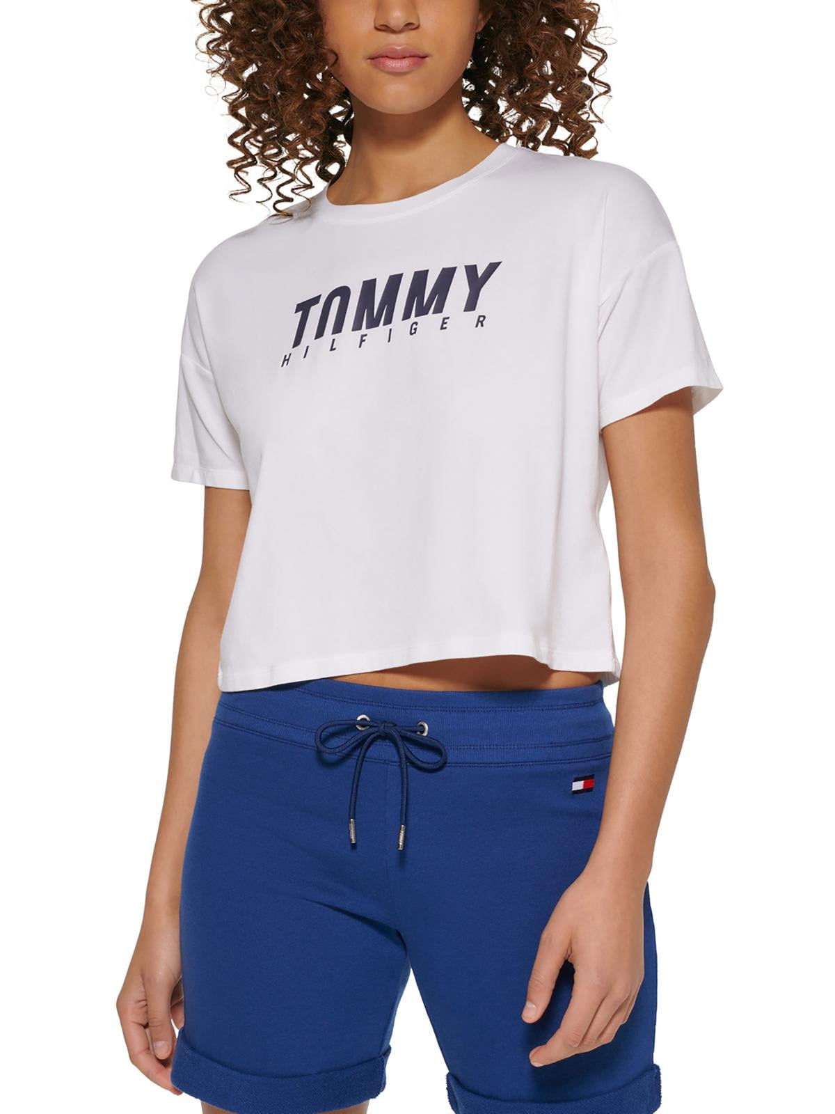 Womens Hilfiger Cropped Logo T-Shirt Tommy Sport