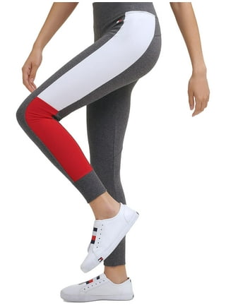 TOMMY HILFIGER SPORT Womens Pink Pocketed Pull-on Striped Active Wear High  Waist Leggings XL