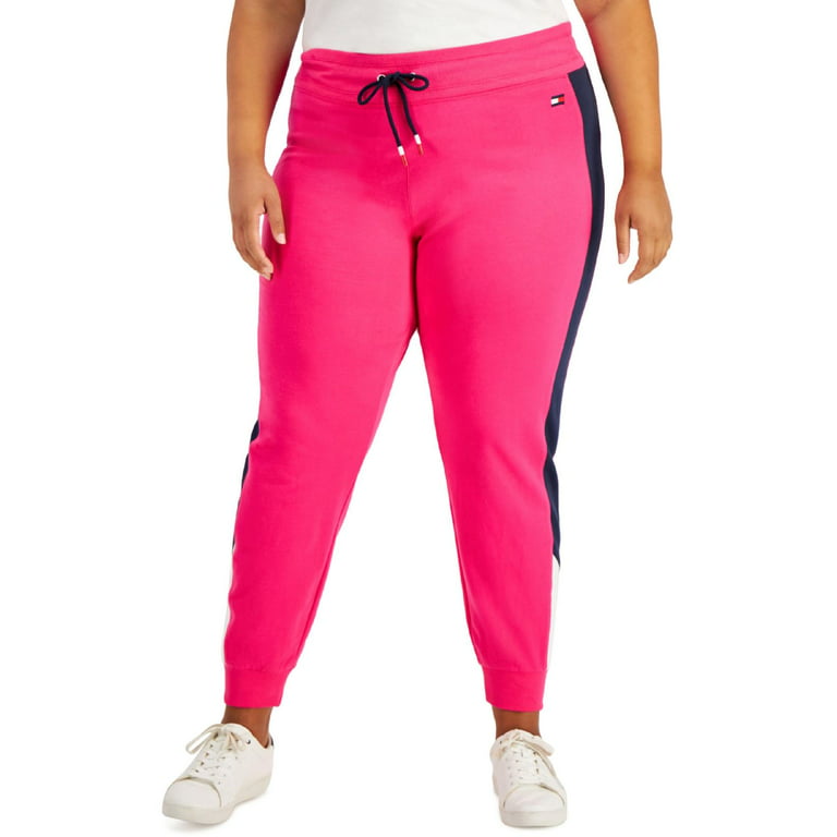 Tommy Hilfiger Sport Womens Plus Colorblock Stripe Jogger Pants 