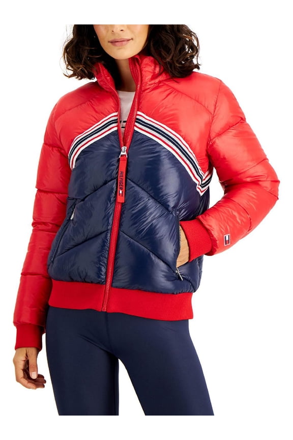 Sport Womens Quilted Cold Weather Puffer Jacket Red 2XL