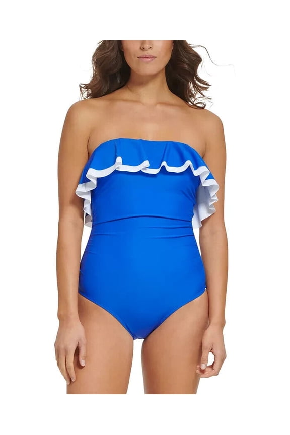 Strapless Flounce One-Piece Swimsuit Women's Swimsuit Size 12