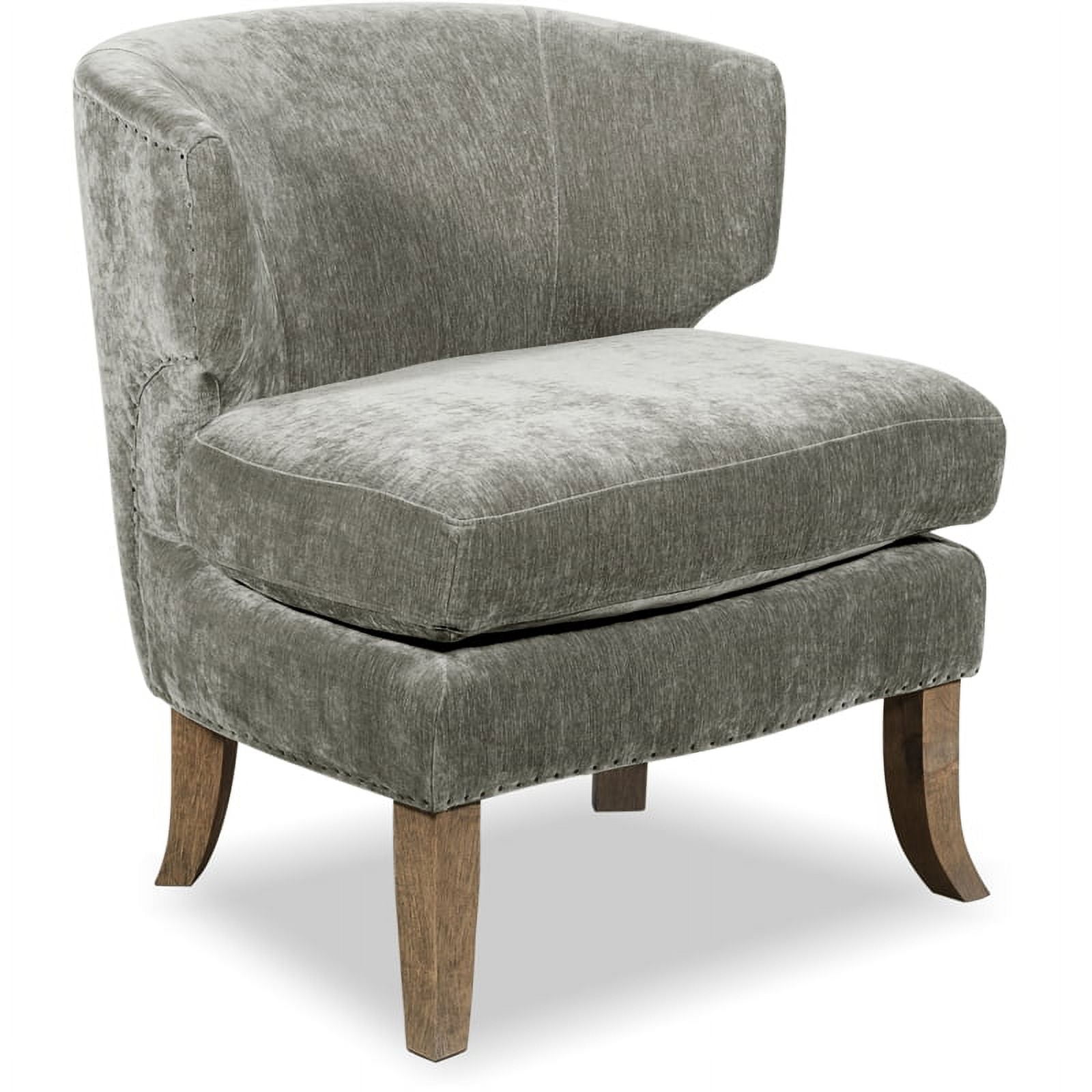Smoke Gray Velvet Barrel Accent Chair with Manufactured Wood Legs