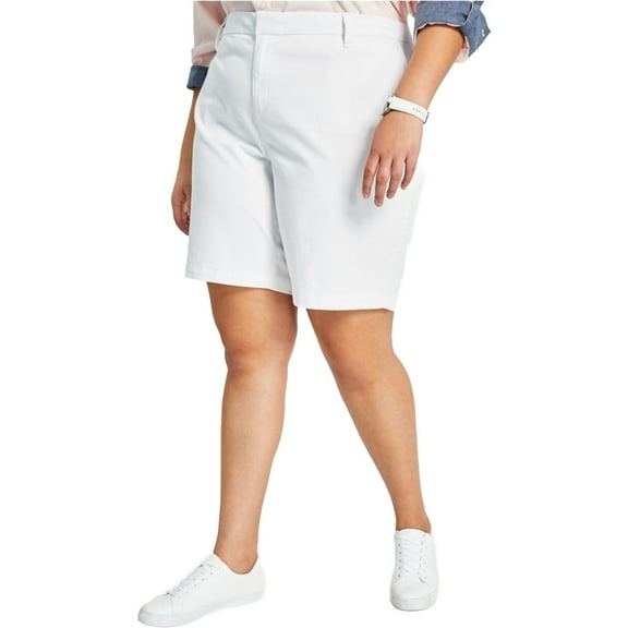 Tommy Hilfiger Womens Hollywood Casual Bermuda Shorts, White, Plus Size, 24W