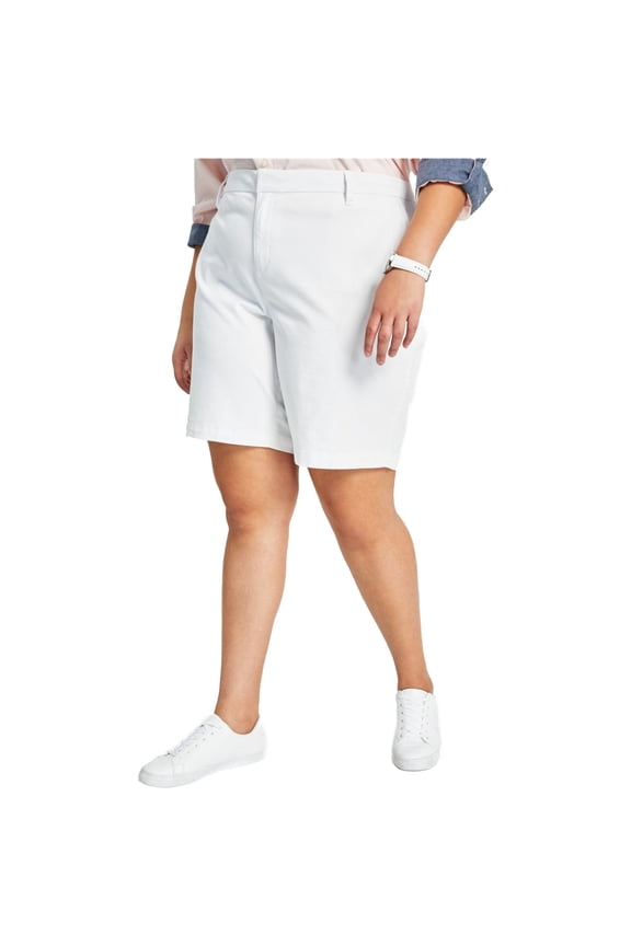 Womens Hollywood Casual Bermuda Shorts, White, Plus Size, 24W