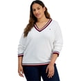 thumbnail image 1 of Tommy Hilfiger Womens V-Neck Pullover Sweater, White, Plus Size, 3X, 1 of 1