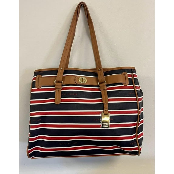Tommy Hilfiger, Tommy Striped Tote II, Red/Navy