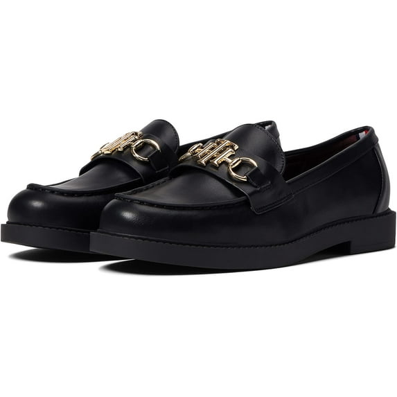 Tommy Hilfiger Trevys Black Slip-On Moc-Toe Fashion Loafers Flats Shoes (BLACK, 8)