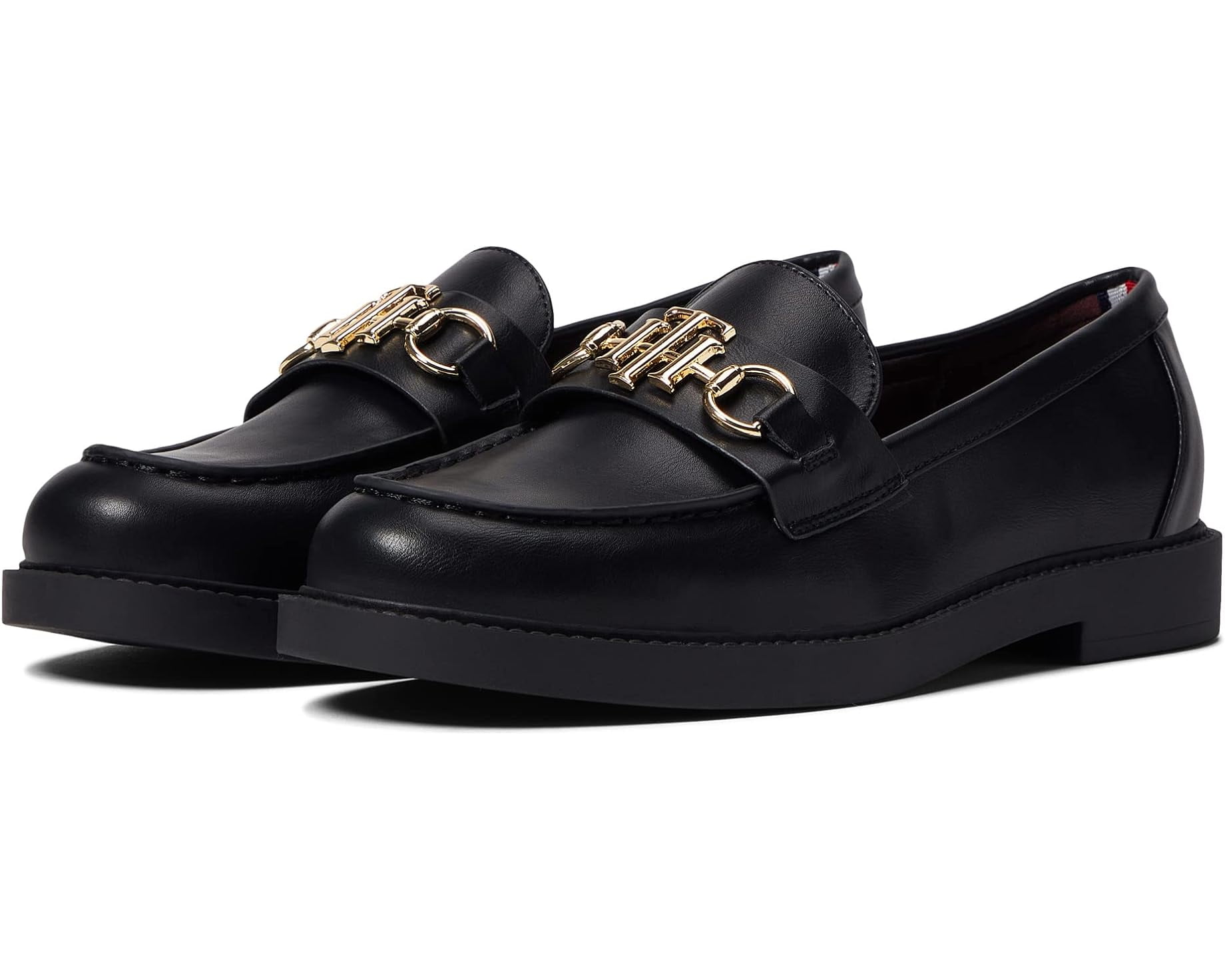 Tommy Hilfiger Trevys Black Slip-On Moc-Toe Loafer Flat Shoes (BLACK, 9 ...