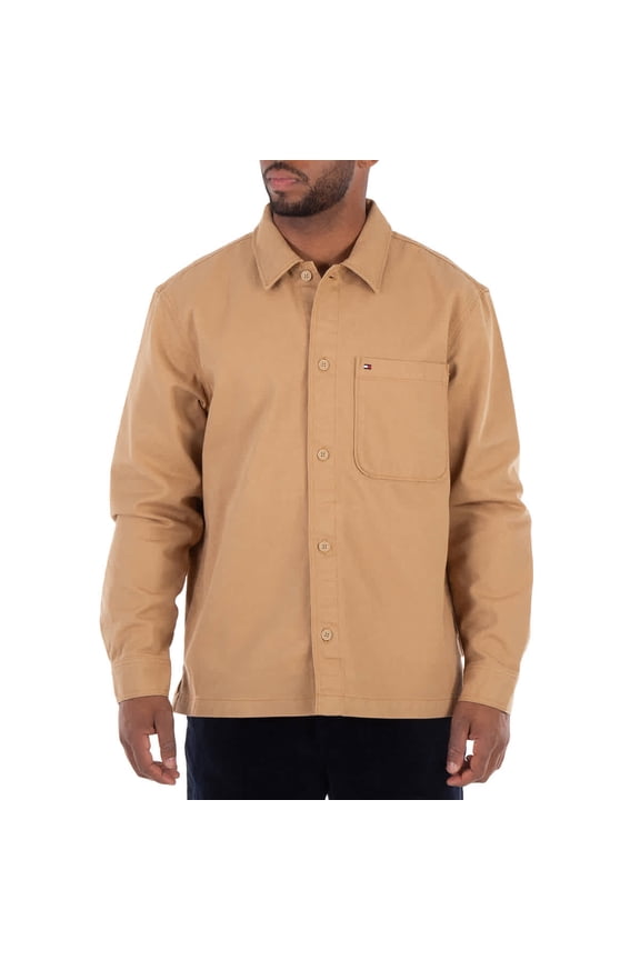Twill Relaxed Fit Shirt Jacket, Size Medium