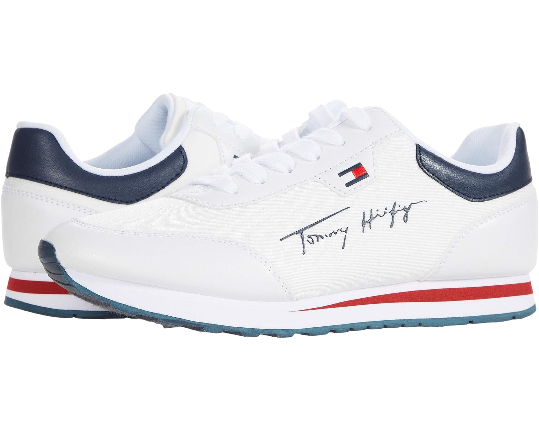 Tommy Hilfiger Mens White Lace Up Low Top Athletic Sneaker Shoes Size 11M Amazon.com | Tommy Hilfiger, Mens, Rezmy, White/Navy, 7, D  main image 3
