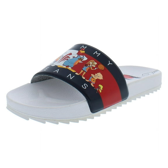 Tommy Hilfiger Unisex-Child Slide Sandal Big Kid 8-12 Years 6 Big Kid White