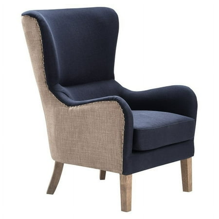 Finch - Rustic Farmhouse Accent Chair - Brown/Navy