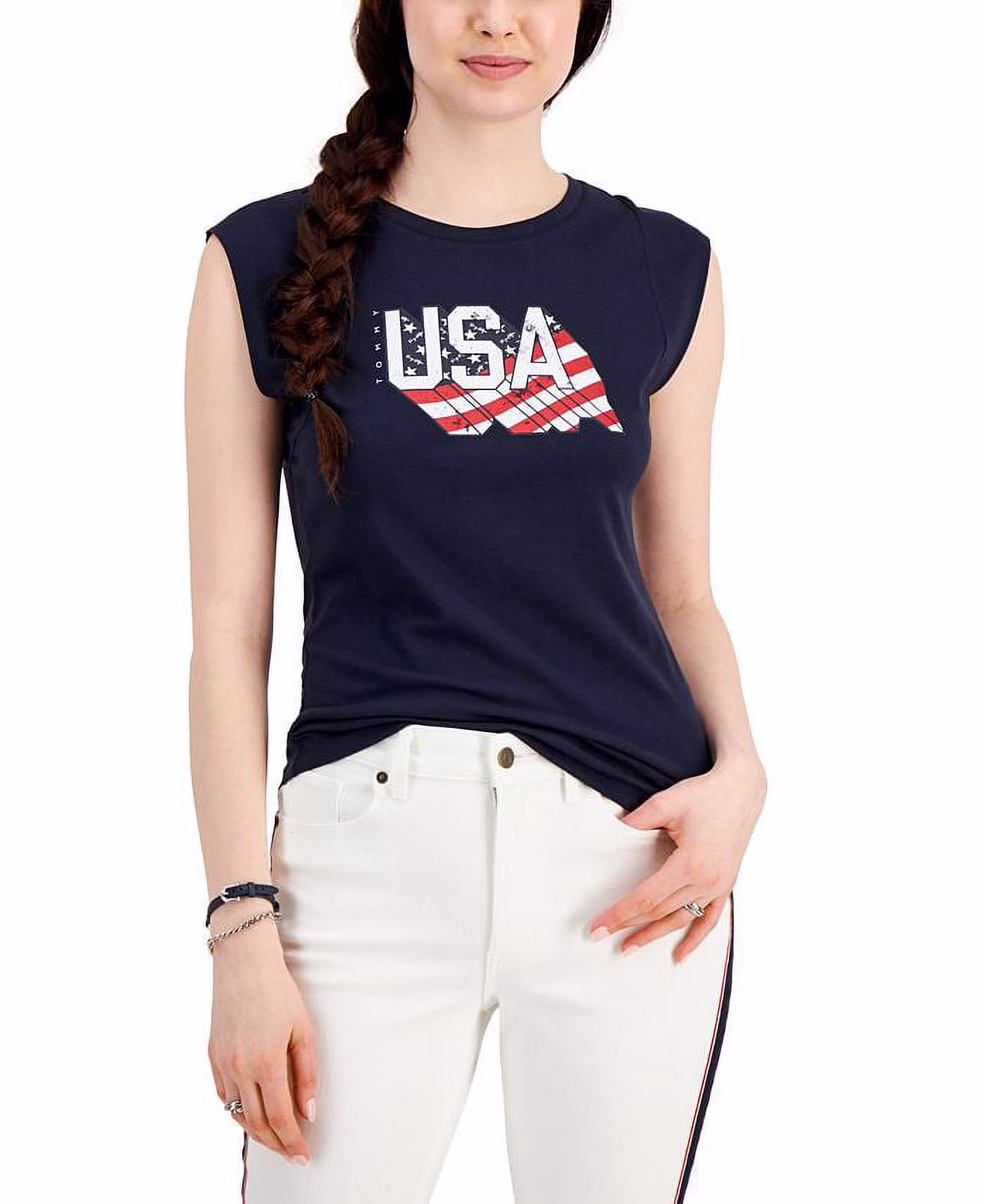 thumbnail image 1 of Tommy Hilfiger Womens Americana Tank Top Sky Captain XS, 1 of 5