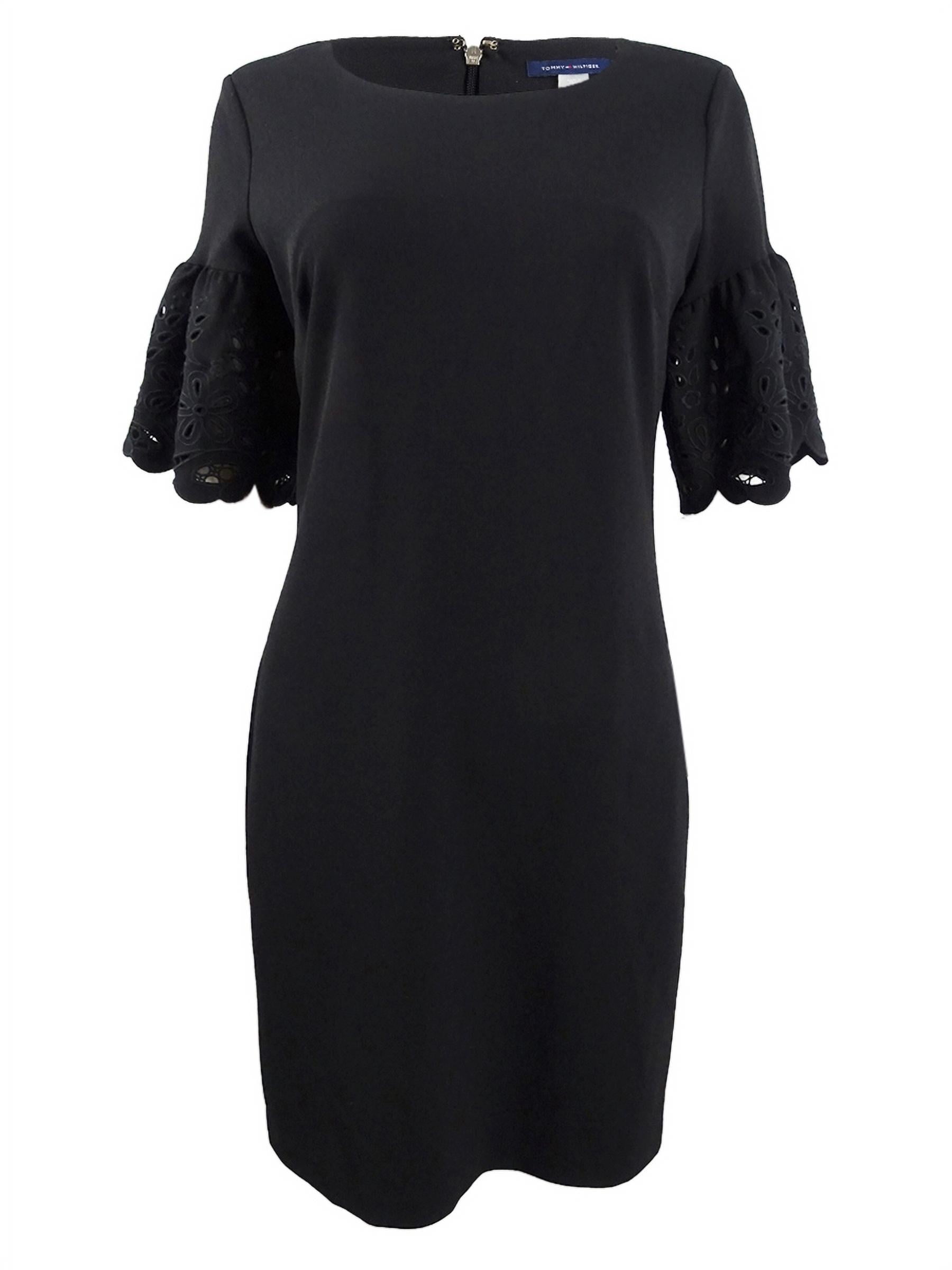 Tommy Hilfiger Women's Bell-Sleeve Sheath Dress (8, Black