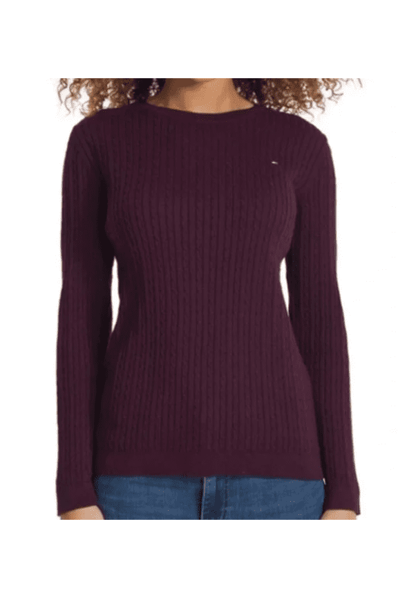 Women's Cable Knit Sweater Burgundy Large
