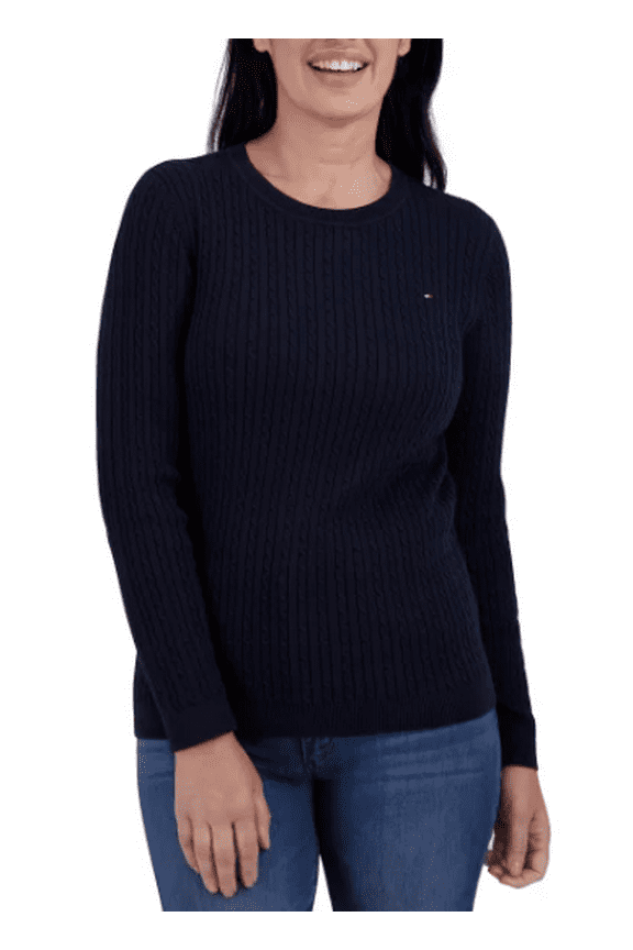Women's Cable Knit Sweater Navy Small