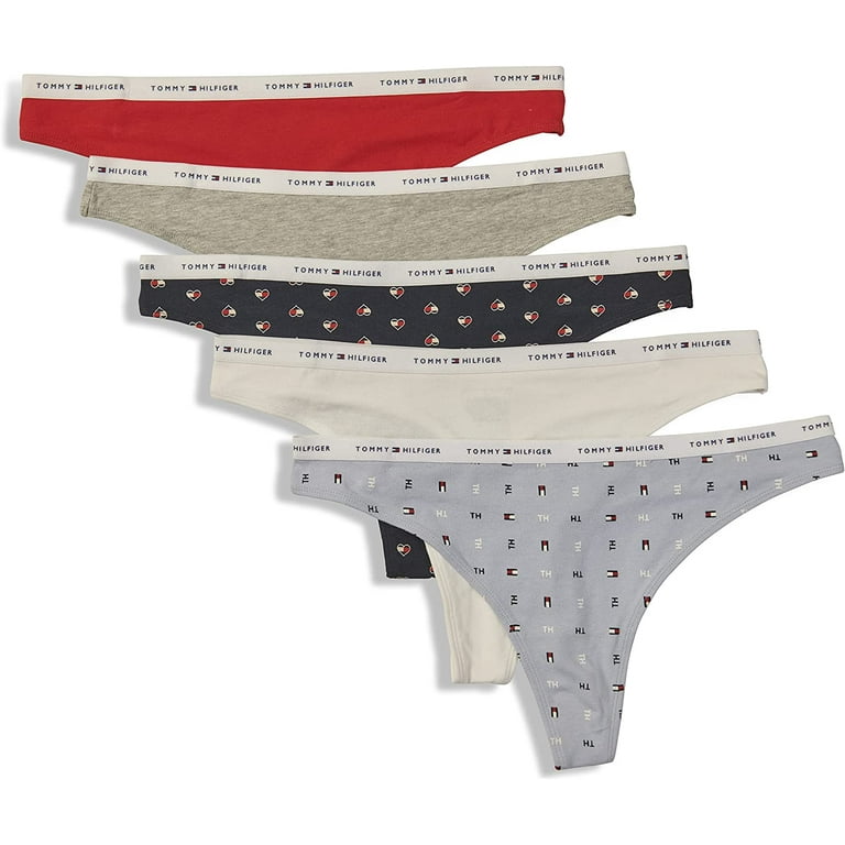 Tommy Hilfiger Women's Classic Cotton Logoband Thong, Multipack