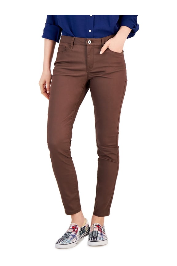 Womens Coated Skinny Ankle Jeans Aubergine 4