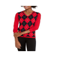 thumbnail image 1 of Tommy Hilfiger Women's Colorblocked Argyle Sweater Red Size -XXL, 1 of 3