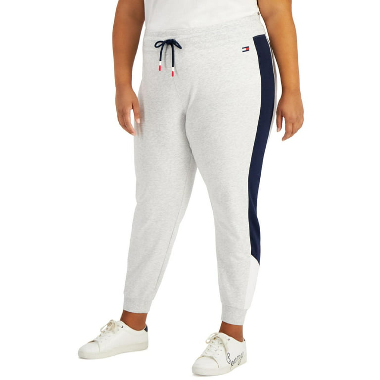 Tommy Hilfiger Women's Colorblocked Side Striped Joggers White Size 1X
