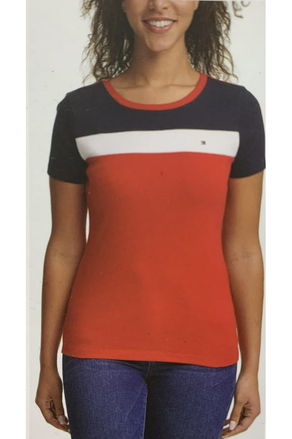 Women's Flag Crew Neck Tee, Scarlet Medium