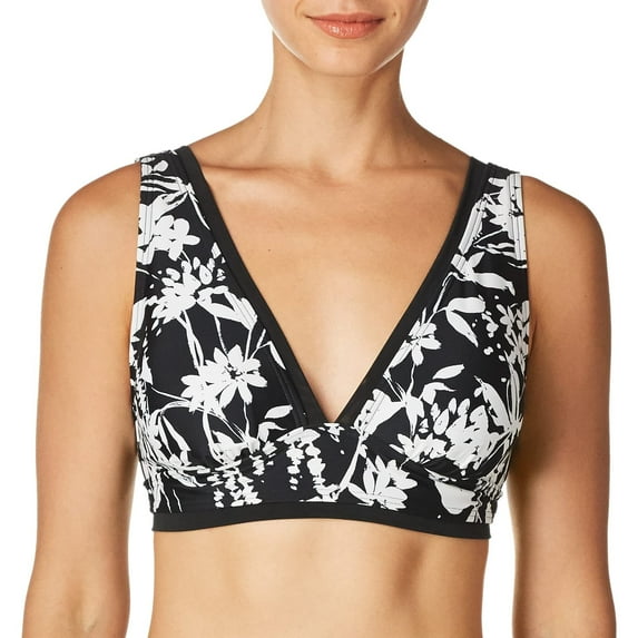 Tommy Hilfiger Women's Full Coverage Triangle Bikini Top, Black, L