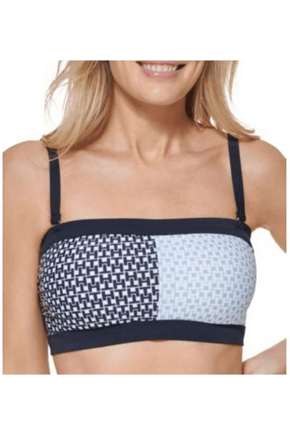 Women's Iconic Colorblock Bandeau Bikini Top Swimsuit Blue Size Small