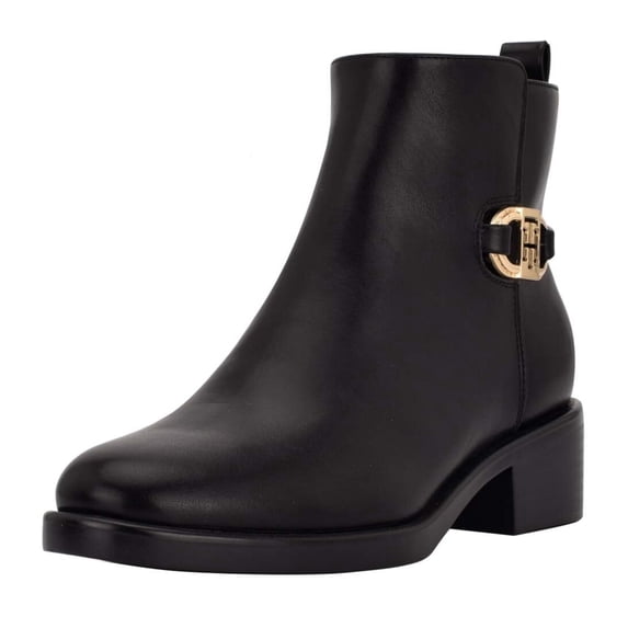 Tommy Hilfiger Imiera Black Round Toe Pull On Zip Closure Fashion Ankle Boots (BLACK, 9)