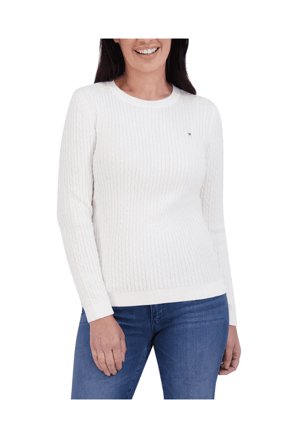 Women's Cable Knit Sweater Ivory Large