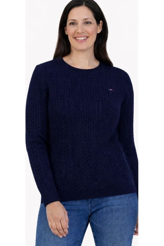 Tommy Hilfiger Women's Cable Knit Sweater - Navy - 2XL