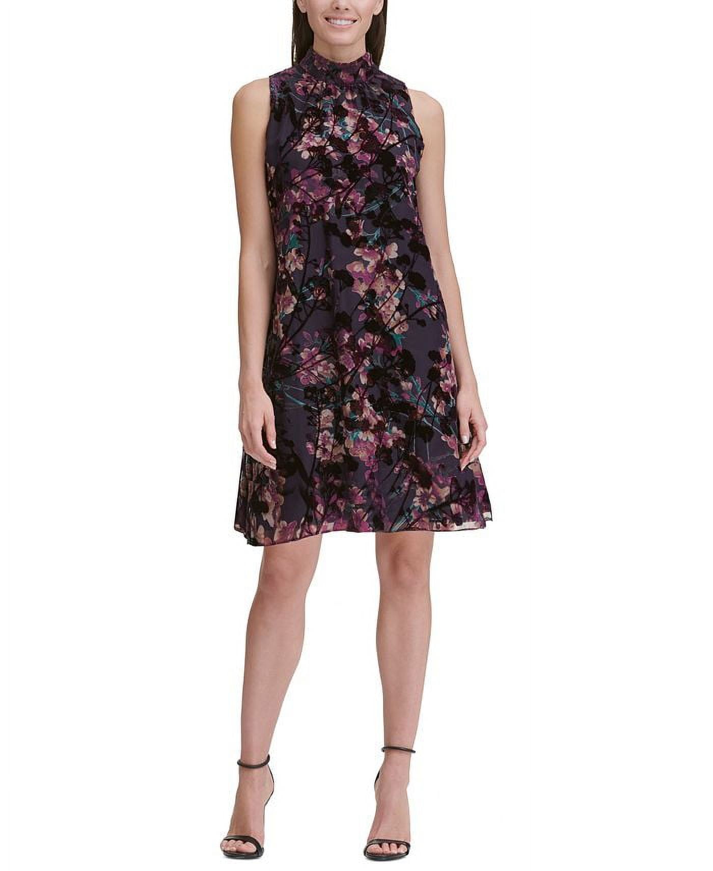 Tommy Hilfiger Women's Mock Neck Floral Chiffon Dress Purple Size 18 -  Walmart.com