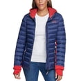 thumbnail image 1 of Tommy Hilfiger Women's Packable Hooded Puffer Jacket Navy/Crimson - XS, 1 of 5