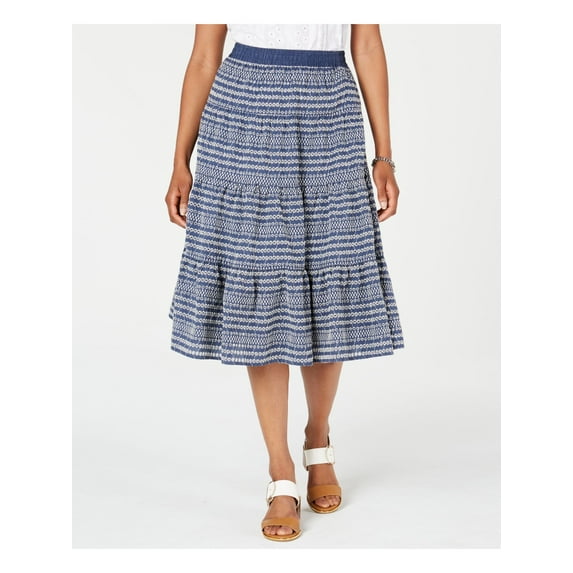 Tommy Hilfiger Women's Paneled Printed Midi Skirt Blue Size XX-Large
