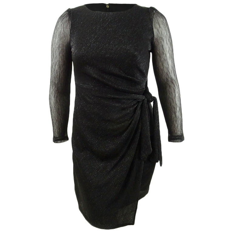 Tommy Hilfiger Women's Petite Metallic Sheath Dress (10P, Black