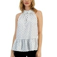 thumbnail image 1 of Tommy Hilfiger Women's Printed Sleeveless Peplum Hem Top White Size X-Large, 1 of 3