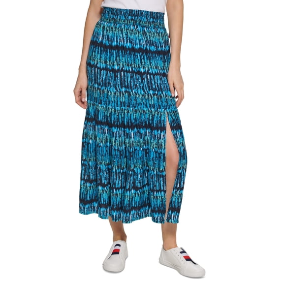 Tommy Hilfiger Women's Pull On Tiered Skirt Blue Size Medium
