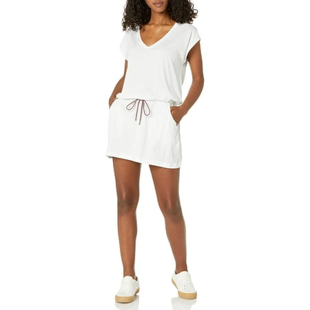 Tommy Hilfiger Women's Short Sleeve Drawstring Romper Swim Coverup, Scarlet, S/M