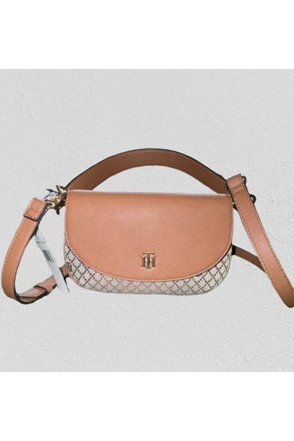 Women's Shoulder Bag & Crossbody Purse - Brown Monogram Print, Adjustable Strap, Small Designer Handbag