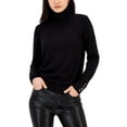 thumbnail image 1 of Tommy Hilfiger Women's Solid Buttoned Cuff Stella Sweater Black Size X-Large, 1 of 3