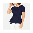 thumbnail image 1 of Tommy Hilfiger Women's Tie Front Short Sleeve Top Blue Size Small, 1 of 3